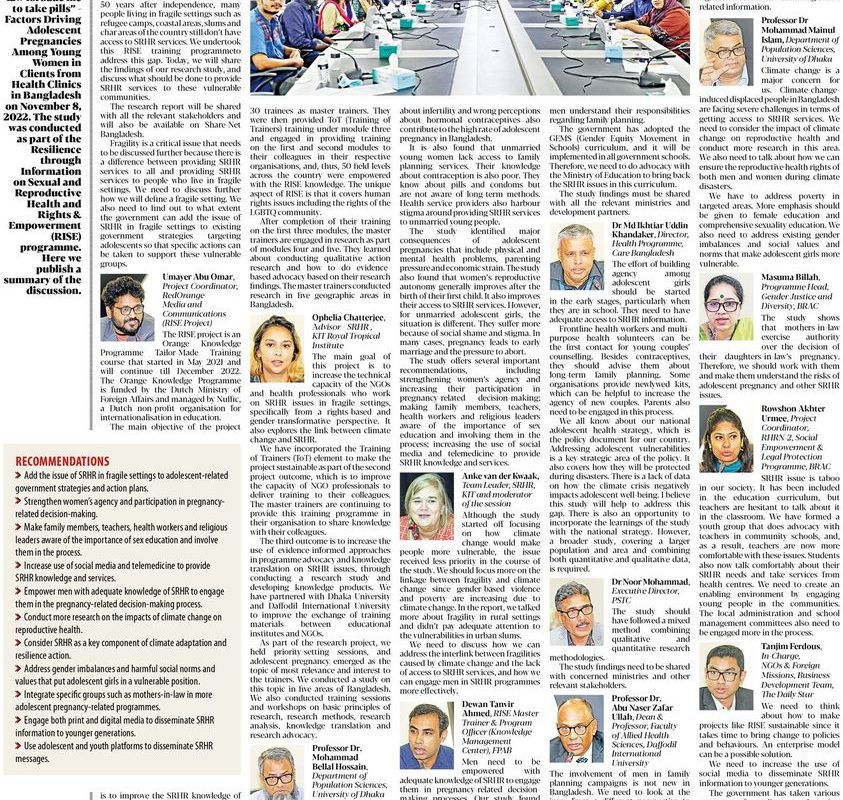 “Understanding Adolescent Pregnancy in Bangladesh”