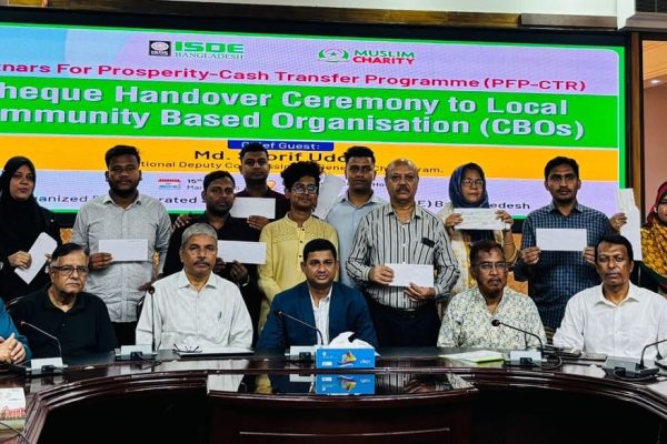 ISDE Bangladesh distributes donation cheques of Tk 18,91,308 among 15 local CBOs in Chittagong